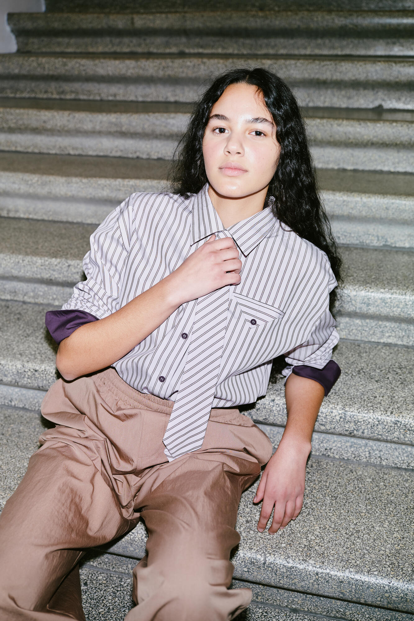 Melinda skjorte - Thistle Grey Stripe